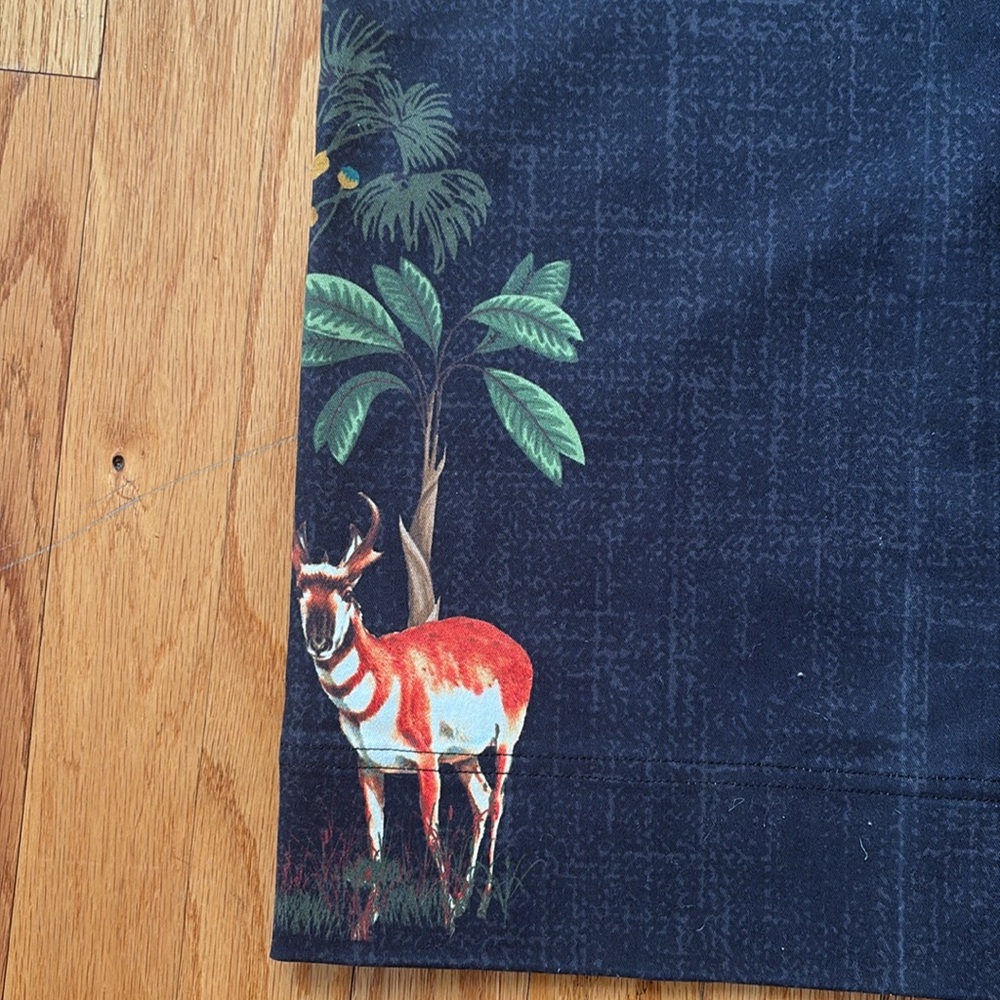 Ranna Gill Black Wide-Leg Pants with Deer & Botanical Printed Hems - Picture 2 of 4